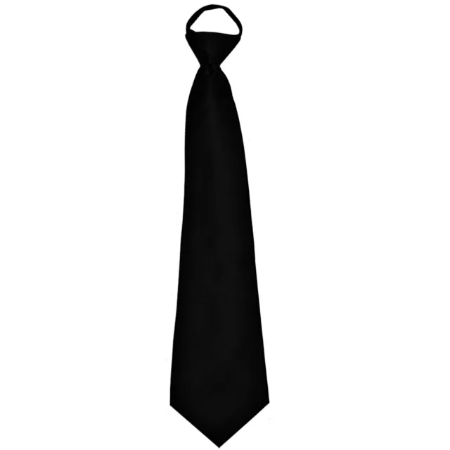 New Poly Men ready knot zipper pre tied neck tie only solid formal wedding Black
