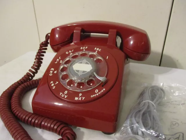 Excellent Vintage Western Electric Glossy Red Rotary Dial Desk Phone Works!