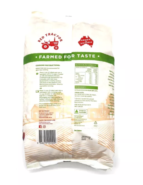 Red Tractor Organic Creamy Style Rolled Oats Protein Fibre No added sugar 1Kg 2