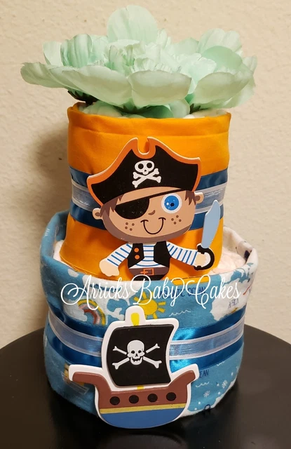 Diaper Cake~Lil Pirate~Baby Shower Gift~Baby Boy~Centerpiece ~Free Shipping ☠️☠️