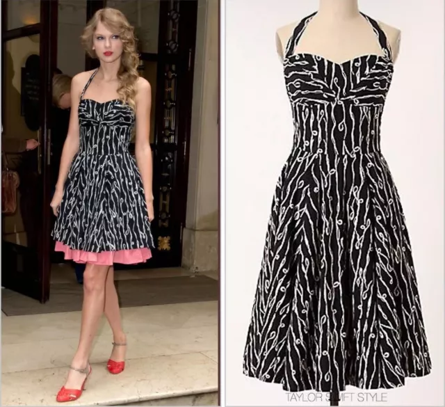 Anthropologie Girls From Savoy Cerys Halter Midi Dress Full Skirt Taylor Swift