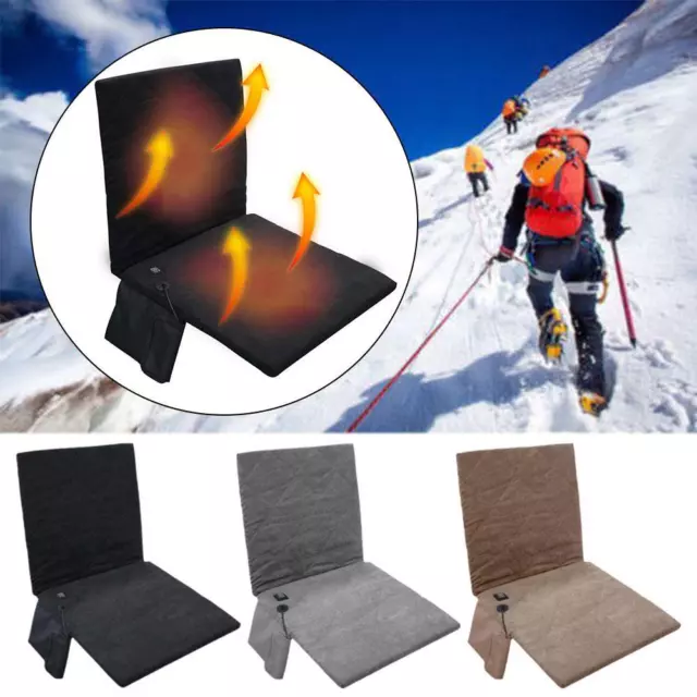 Outdoor Portable Heated Thicken Seat Cushion Foldable Pad Back NEW Chair P0M1