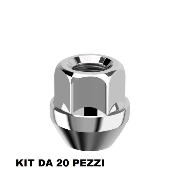 20 Dadi Conici Per Ruote In Zinco - 1/2" X 20 UNF, Chiave 36 Mm - Per Cerchi In Alluminio E Acciaio