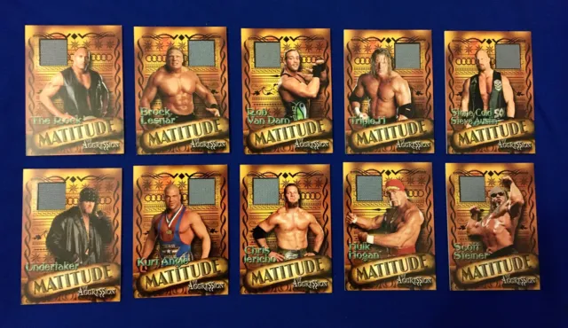 Carte collezionabili WWE Matitude utilizzate per eventi - The Rock, Hull Hogan, Brock, Undertaker