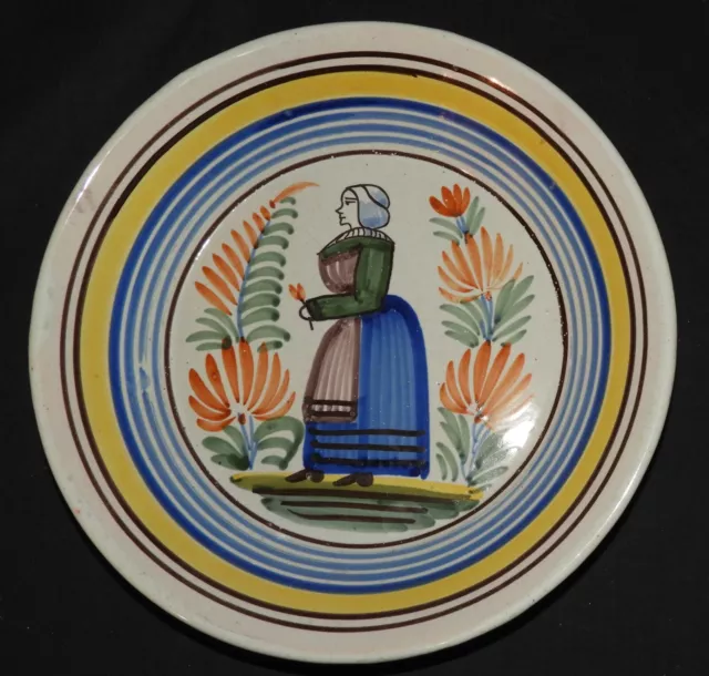 M} Faïence de QUIMPER HB - Fin 19è /Assiette creuse ancienne, bretonne (n°15)