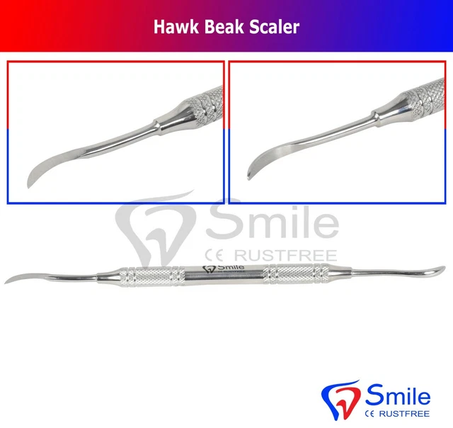 Hawkbill Détartreur - 8mm Creux Poignée - Double Embout - Tartre Et Plaque