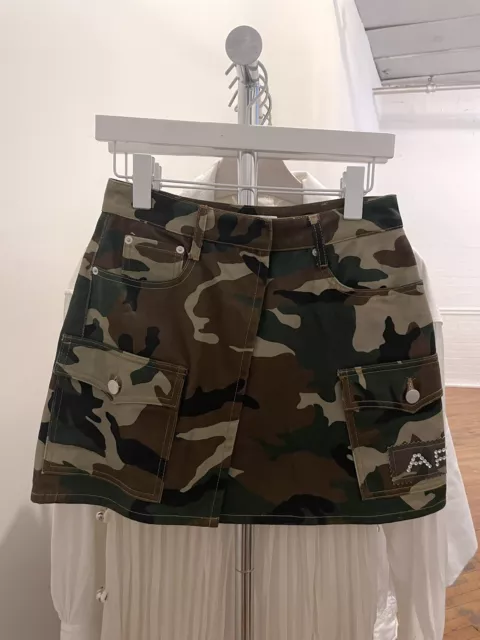 Alessandra Rich High-Waist Camouflage-Printed Mini Cargo Skirt🤎 2