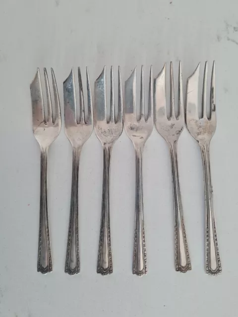 6 X Vintage Epns Silver Plated Pastry Cake Forks Pretty