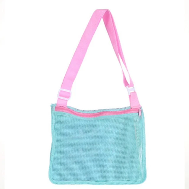 Mesh Sundries Storage Bag Kid Beach Sand Toy Shell Shoulder Bags (Sky Blue)