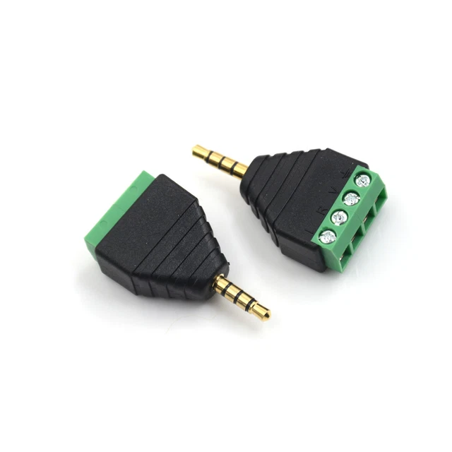 Video AV 3.5mm 4 Pin Male to AV Screw Terminal Stereo Jack Block Plug Con.vio
