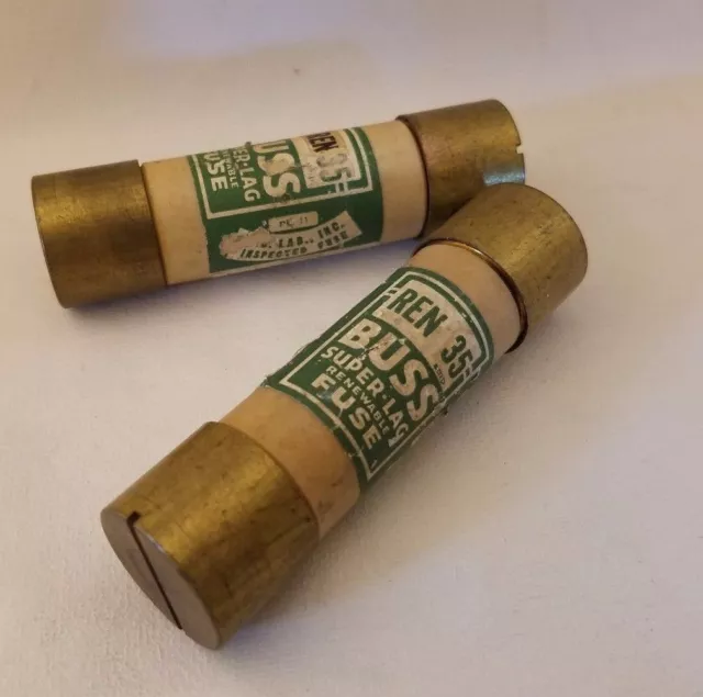 Lot De 2 Cooper Bussmann Buss REN35 REN-35 Super-Lag Renouvelable Fusible 35A 35