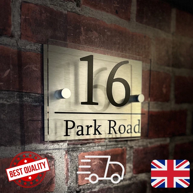 Targhetta Numero Civico Moderna - Acrilico 3D Tagliato Al Laser Con Nome Via - Nero Argento - Foto 5