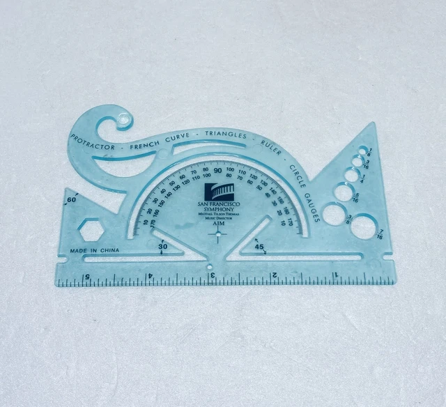Antique Protractor Ruler VINTAGE SAN FRANCISCO Symphony Souvenir Ruler Protractor French Curve ...