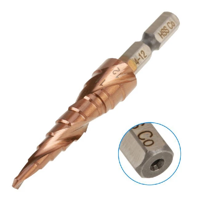 M35 Cobalt Step Drill High Speed Steel Drill Bit Spiral Groove Hex Shank 4-12mm