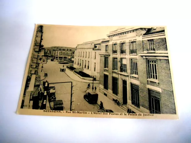 Carte Postale Ancienne, Soissons, Rue Saint Martin L Hotel Des Postes