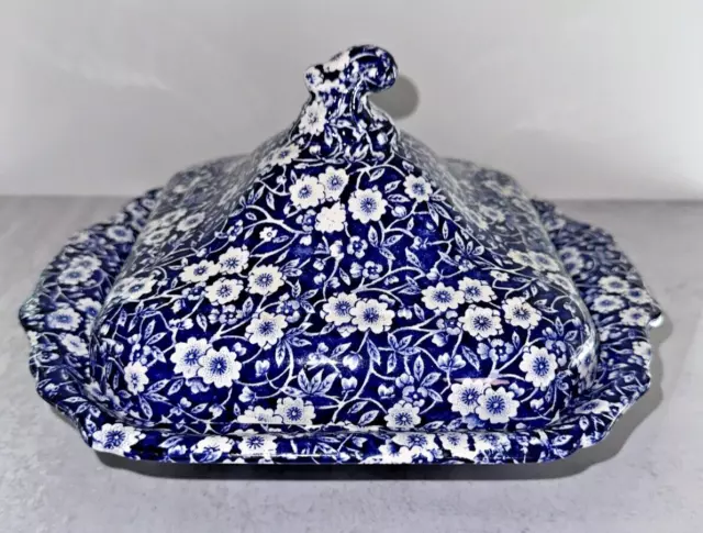 Calico Blue England China lidded serving dish steamer vegetable casserole