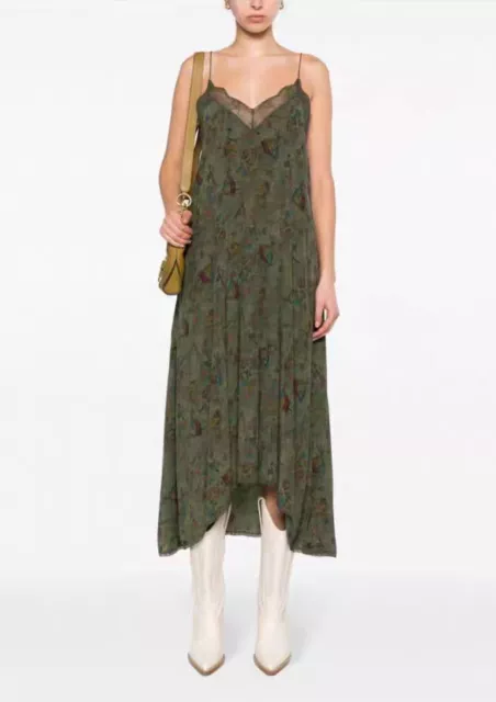 Zadig & Voltaire Viscose Lace Slip Dress Midi Dress for Ladies Green