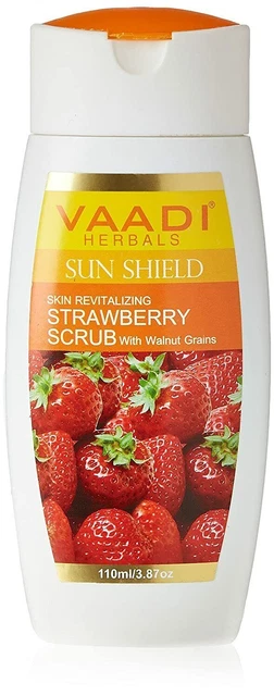 Vaadi Herbals Strawberry Scrub Lotion with Walnut Grains - 110 Gm pack of 2