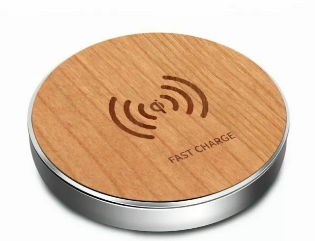 Qi Fast Wireless Charger Phone Dock Wooden Colour Smart Travel Desk Fashion New