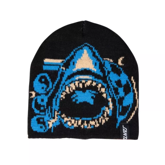 SANTA CRUZ SPEED WHEELS shark trip BEANIE SW HAT BLACK STREET SKATE WEAR