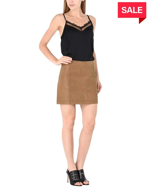 FREE PEOPLE Coated Fabric Straight Skirt Size US 2 Zipped Back