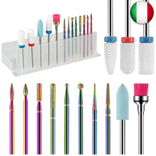 PAIRIER Punte Fresa Unghie 13 PCS Lime per Unghie Punta da Trapano per Manicure