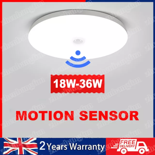 12-36W LED Ceiling Light With Microwave Motion Sensor IP65 Waterproof Daylight