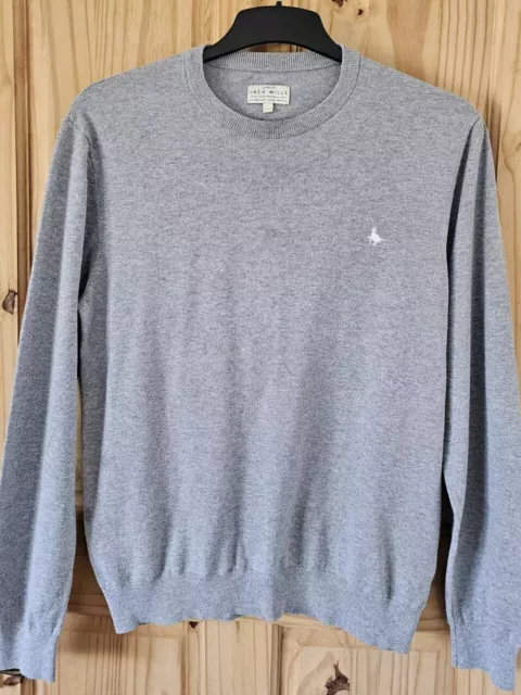 Jack Wills Size L Mens Grey Long Sleeved Crew Necked Jumper. Logo.