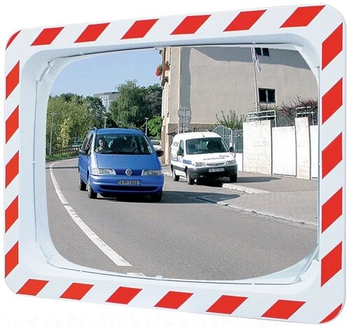 SPL Verkehrsspiegel H400xB600mm Kunststoff,rot/weiß f.2 Richtungen 9m