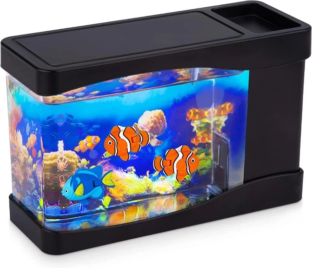 Artificial Fish Tank Virtual Ocean Toy Motion Lamp Mini Office Desk Aquarium Dec