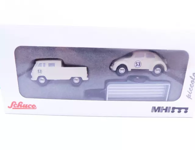 Schuco Piccolo Set  * 53-Racing Mit Vw T1 Doka Und Herbie Käfer  * 1:90 * Ovp