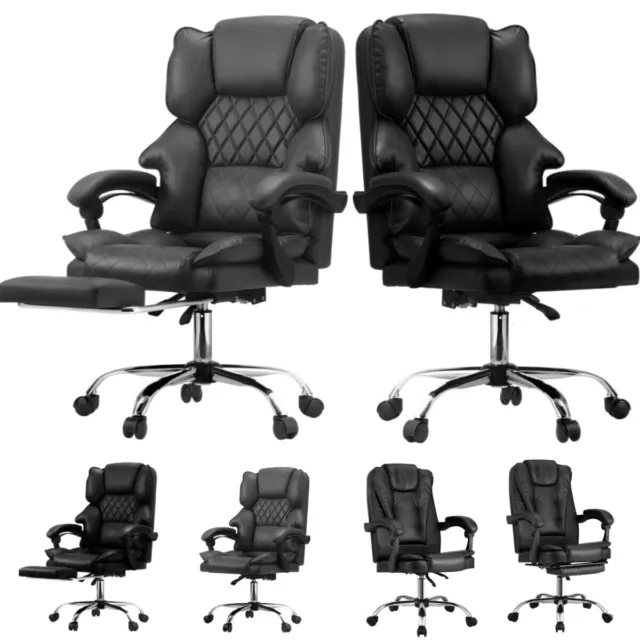 Oikiture Massage Office Chair Executive Gaming Racing Recliner PU Leather Seat