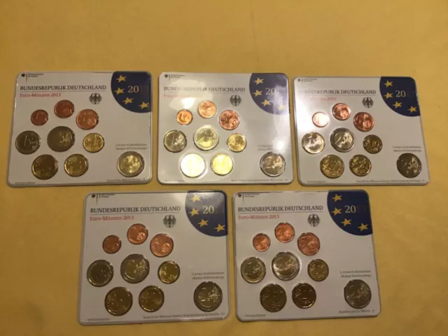 Original Euro Kursmünzensatz KMS Deutschland BRD 2013 ADGFJ komplett in stgl