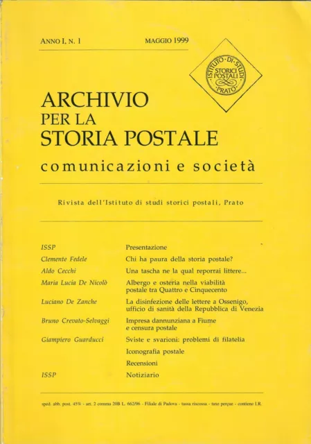 Issp Archivio Per La Storia Postale - Anno 1 Numero 1 - Maggio 1999 - Usato