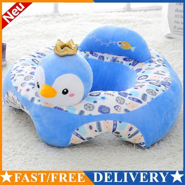 Cartoon Baby Arm Chair Antiskid No Filler for Children Gift (Crowned Penguin)