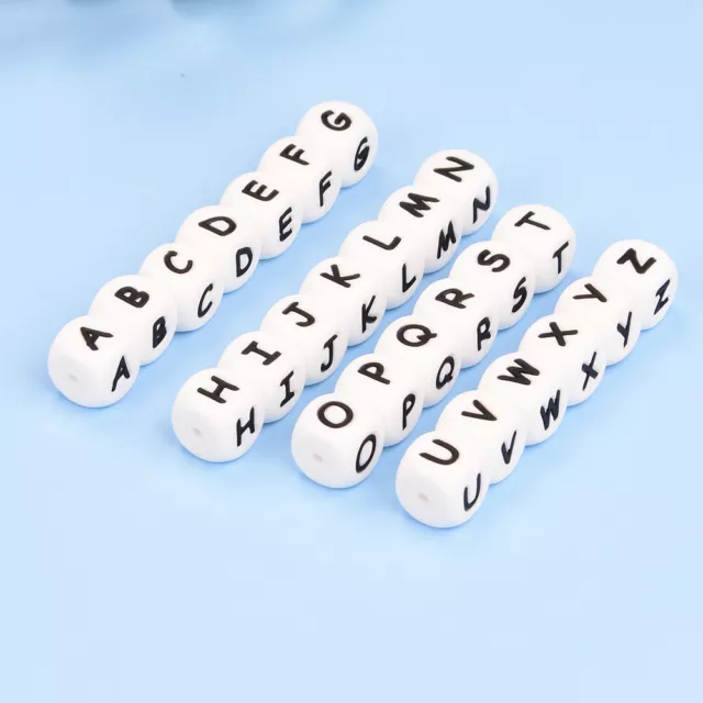 10 Pcs Alphabet Letter Silicone Jewellery Beads DIY Crafting Food Grade Quality 3