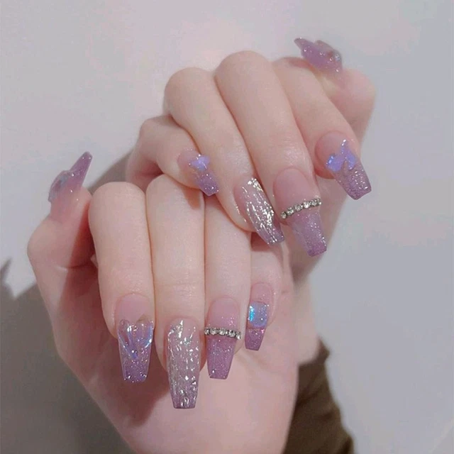 Falso trapano manicure catena unghie false ballerina corta trapano a forma di cuore