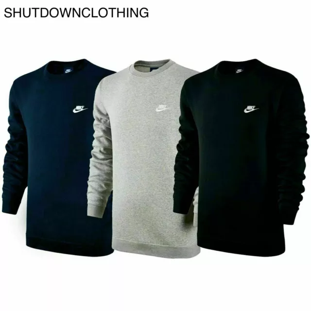 Mens Nike Club Crew Neck Fleece Sweatshirt Sportswear Jumper Top New With Tags