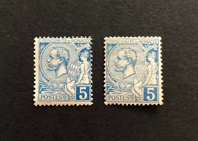 Monaco 1891 Mint Prince Albert Original Gum Blue and Pale Blue SG13 and 13a