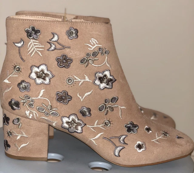 BOOTS BOTTINES CHAUSSURES FLEURIES talon moyen pour femme EUR 35