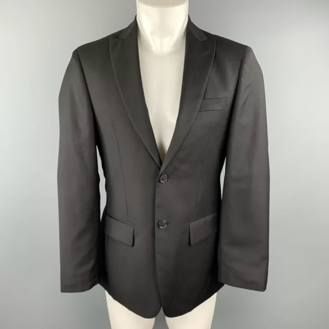 John Varvatos U.S.A.Taglia 36 Lana Nero Peak Lapel Sport Cappotto Giacca