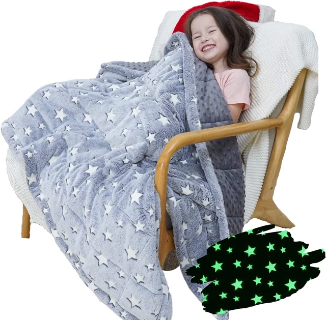 Minky Kids Glow Weighted Blanket, Fuzzy 3Lb Weighted Blanket Twin 36"X48",Fleece