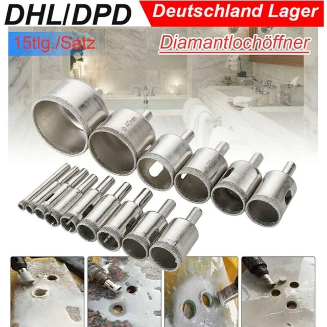 8-tlg. Diamantbohrer Set 0.8-3.0mm - Für Glas, Metall, Stein & Mehr