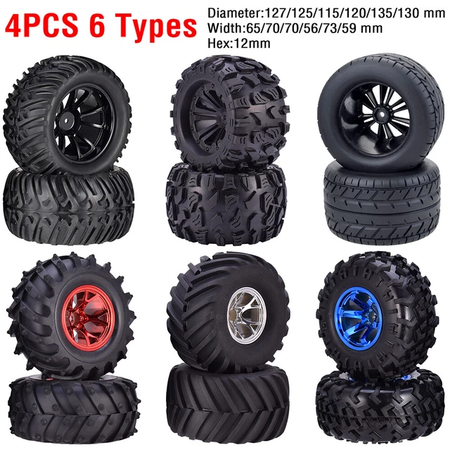 Rc Tires 1/14 Scale RC Off-Road Tires Wheels (12mm Hex Hub, Pre - Main Image