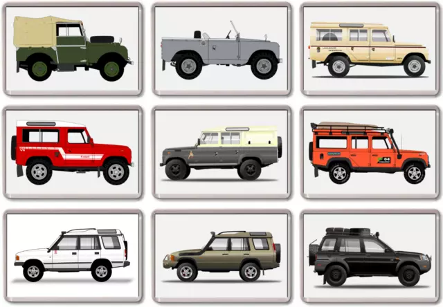 FRIDGE MAGNET - LAND ROVER SELECTION - Large Acrylic, Classic, Car