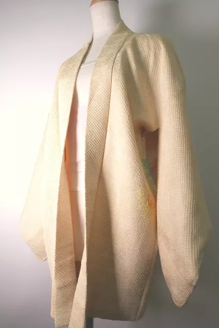 8832A5 Silk Vintage Japanese Kimono Haori Jacket Full Shibori Peony