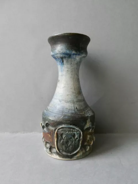 vase ou bougeoir céramique émaillée Françoise Chedeville, blason 3 fleurs de lys