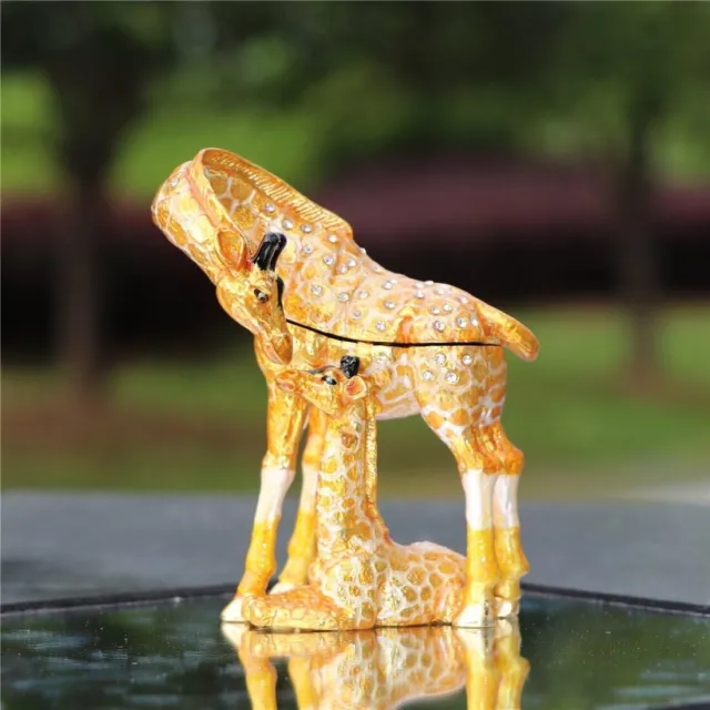 Jewelry Box Couple Giraffe Metal Gold Small Novelty Modern Ornaments Magnetic