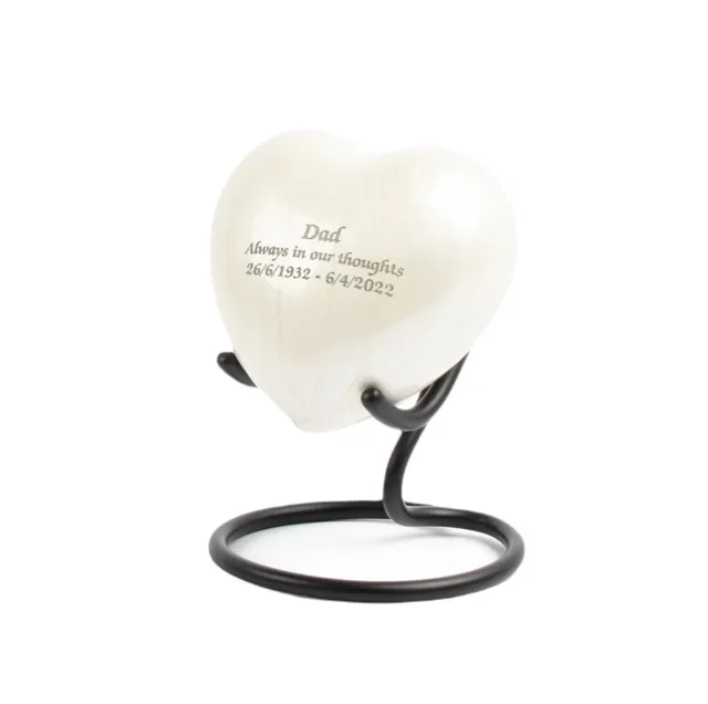 Token Mini Keepsake Cremation Ashes Heart Urn White Fully Personalised Engraved