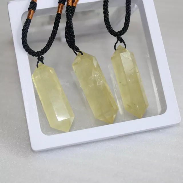 5Pcs/Lot Natural Citrine Quartz Crystal Pendant Necklace Chakra Gemstone Healing